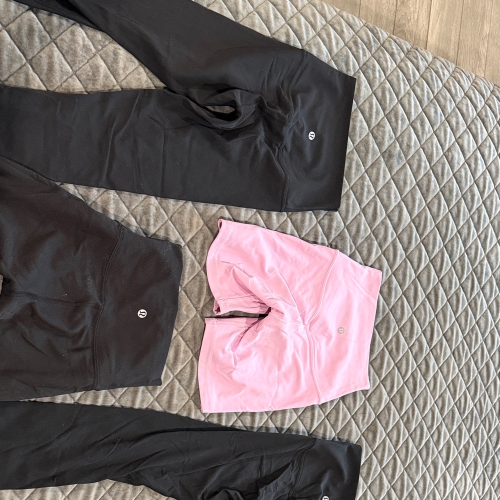 Lululemon Black and Pink Athletic Leggings and Shorts